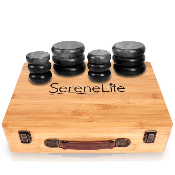 Serenelife Massage Stone Heater Box Set-Electric Spa Portable Heated Rocks Massage Stones and Warmer Set - Heat Rock Massaging K