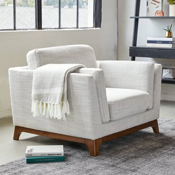 White Armchair - Solid Wood Legs, Article Ceni Modern Furniture