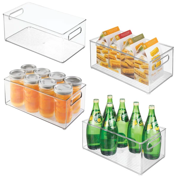 mDesign Deep Plastic Kitchen Storage Organizer Container Bin with Handles for
