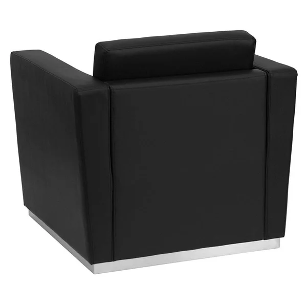 Flash Hercules Trinity Contemporary Black Leather Chair Stainless Steel Base