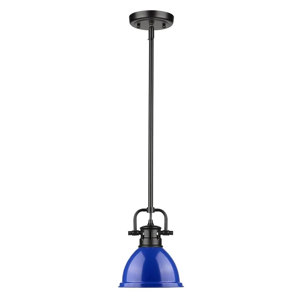 Golden Lighting 3604-M1L BLK-BK Duncan Mini Pendant Light with Rod & Black Shade Black