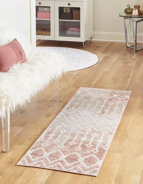 Bohemian Trellis 8 ft Runner Dusty Rose Bohemian - Geometric Area Rug