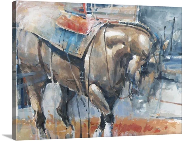 Pulling Horse - Canvas Wall Art, 24x18, Great Big Canvas