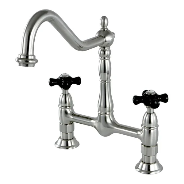 Kingston Brass KS1178PKX Duchess Bridge Kitchen Faucet, Brushed Nickel