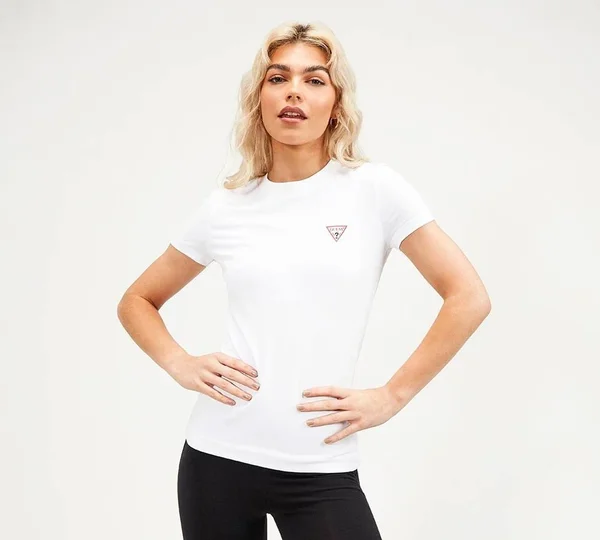 Guess Womens Mini Triangle T-Shirt - White - Size M