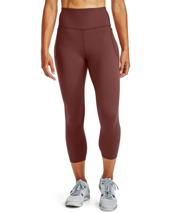 Under Armour Women's Meridian Crop Leggings Pants, Red/Silver, Size: Xs