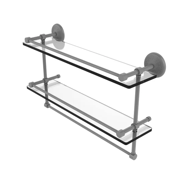 Allied Brass 22x22 Gallery Double Glass Shelf with Towel Bar, MC-2TB/22-GAL-GYM, Matte Gray