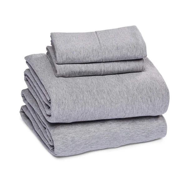 AmazonBasics Heather Jersey Sheet Set - Queen, Light Gray, 102 x 90 inches