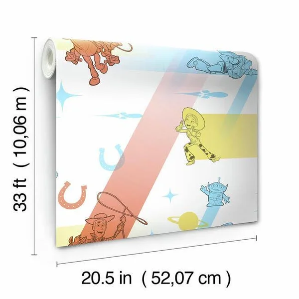 York DI0924 Blue/Orange Disney and Pixar Toy Story 4 Retro Wallpaper