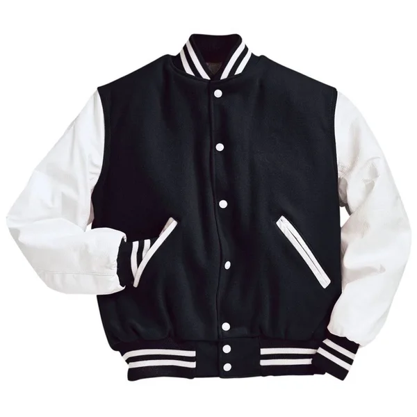 Holloway 224183 Varsity Jacket, Black-Black-White