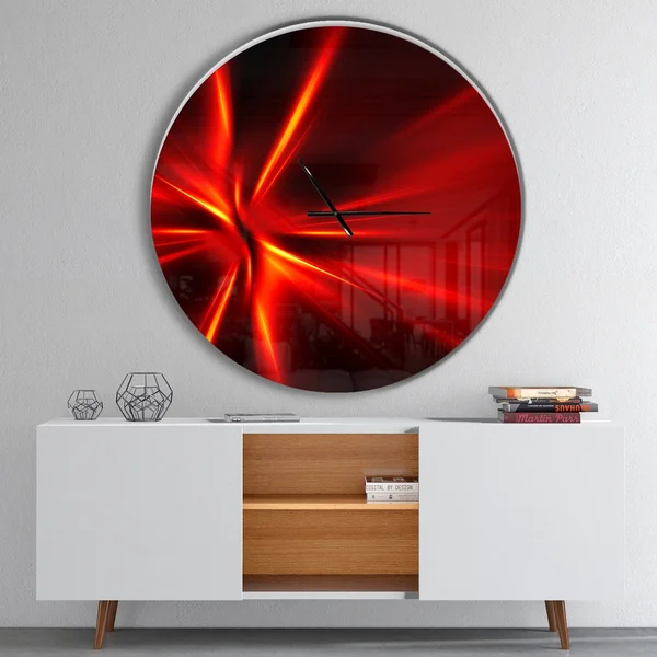 Designart 'Red and Yellow Rays' Oversized Modern Wall Clock - 29 in. Wide x 29 in. High