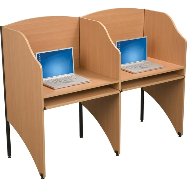 Essentials by MooreCo Deluxe Add-A-Carrel - Carrel desk - rectangular - teak