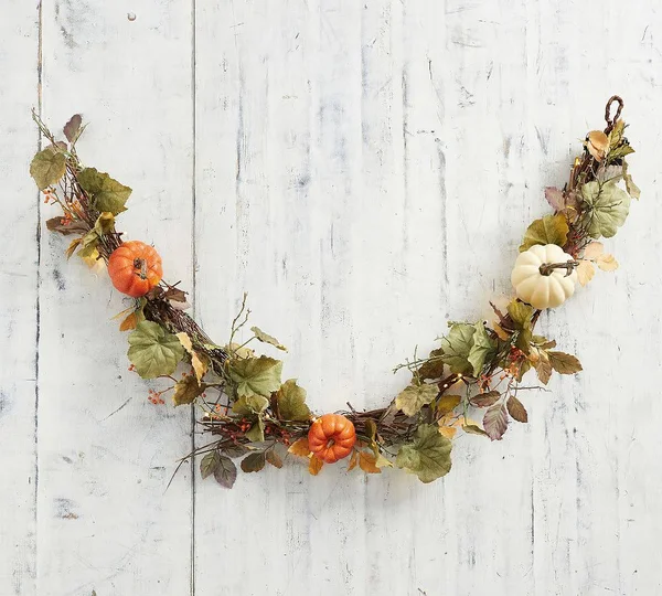 Lit Natural Pumpkin Garland - Botanicals - Wreaths & Garlands