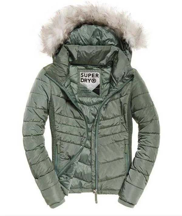 Superdry Women's Luxe Fuji Jacket Turquoise Size: 14