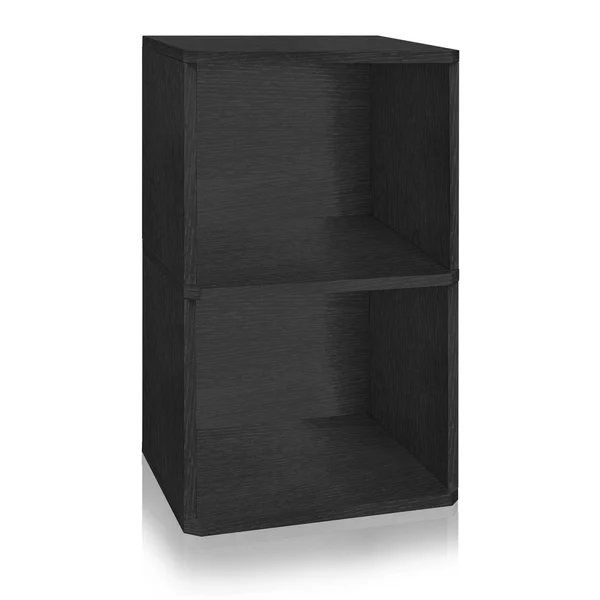 Way Basics Eco Friendly 2 Shelf Vinyl Record Cube Bookcase Black