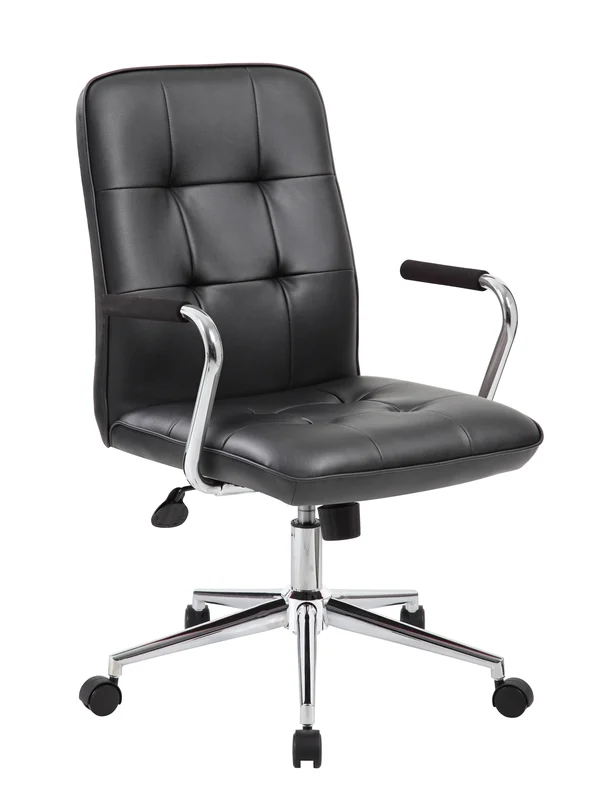 Boss B331-BK Modern Office Chair, chrome Arms, Black