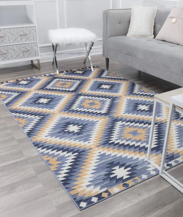 CosmoLiving by Cosmopolitan Bodrum Kilim Denim 8 ft. x 10 ft. Area Rug, Blue