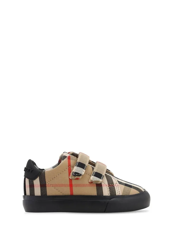 Burberry Unisex Mini Markham Check Low-top Sneakers - Walker - Toddler - Black