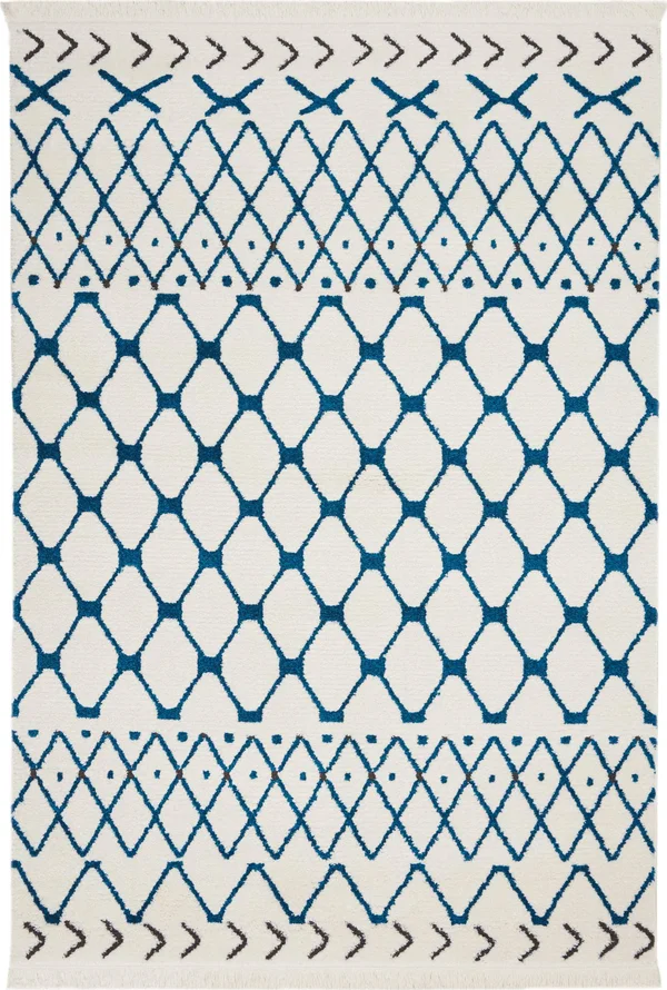 Nourison Kamala DS500 3&11x22 x 5&11x22 White Blue Area Rug