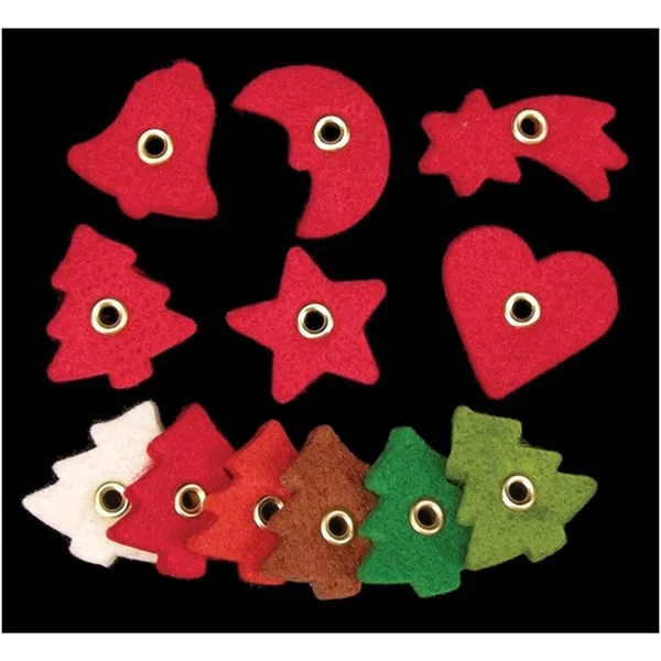 Club Pack of 288 Brown Tree - Bell, Star, Moon, Heart, Shooting Star Felt Pieces 1x22