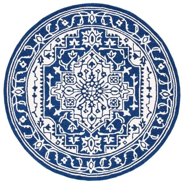 Safavieh Micro-Loop Rug Collection MLP648N - Navy - Ivory - 4& x 6&
