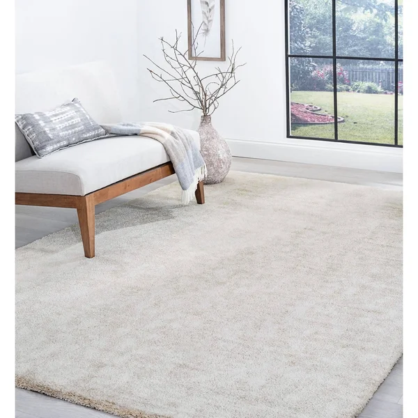 Alise Rugs Bellington Shag Solid Area Rug - 6&7&& x 9&10&& - Cream