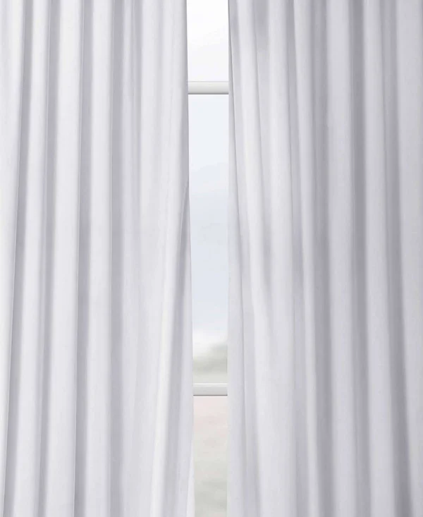 Exclusive Fabrics Heritage Plush Velvet Single Curtain Panel - 50 x 108 - Pillow White