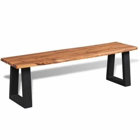Walmeck Bench Solid Acacia Wood 57.1 inch, Size: 1.2