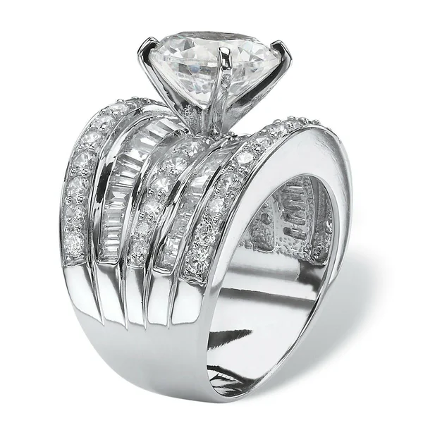 7.14 TCW CZ Ring in Platinum Over Sterling Silver