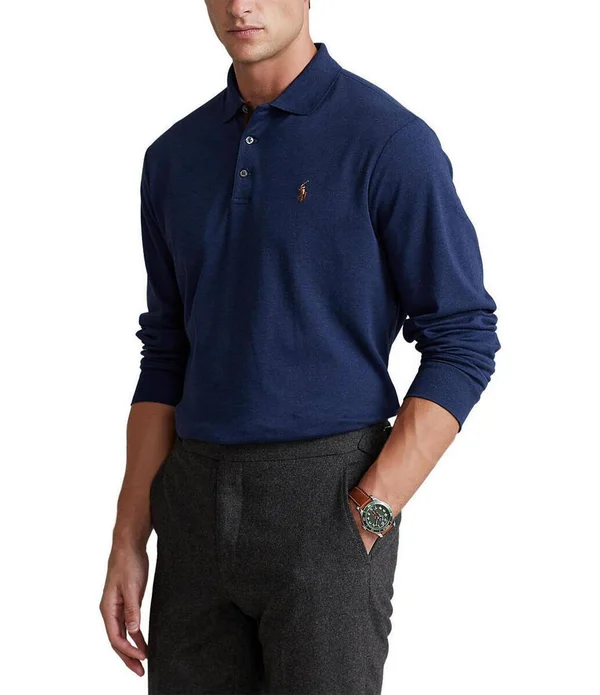 Ralph Lauren Polo Classic Fit Long-Sleeve Polo Shirt (Spring Navy, XL)