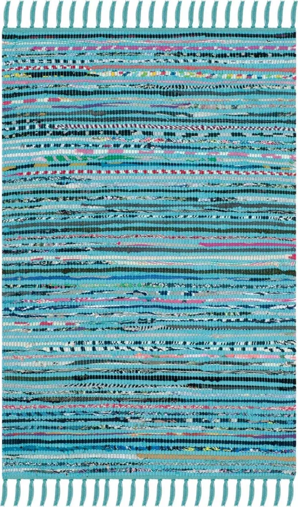Safavieh Rag Rug RAR125C 2&3x22 x 10&0x22 Runner Turquoise, Multi Area Rug