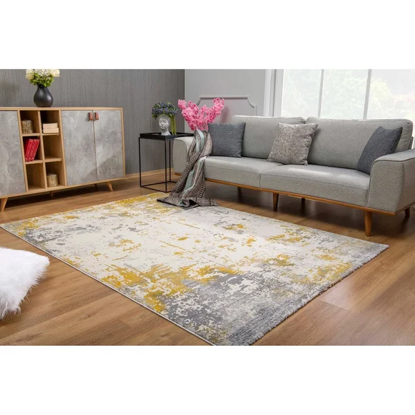 Rug Branch Vogue Modern Abstract Area Rug - 3&9x22 x 5&6x22 - Gold Grey