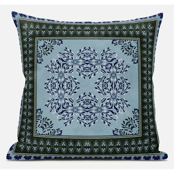 Window Wreath Palace Suede Zippered Pillow with Insert in Light Blue 20 x 20