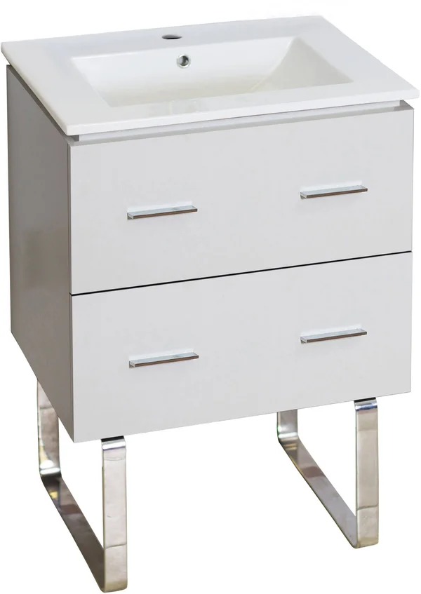 American Imaginations AI-18607 23.75-in. W Floor Mount White Vanity Set for 1 Hole Drilling