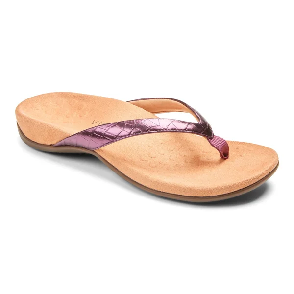 Vionic Dillon Women's Toe-Post Supportive Sandal Berry Croc - 8 Medium