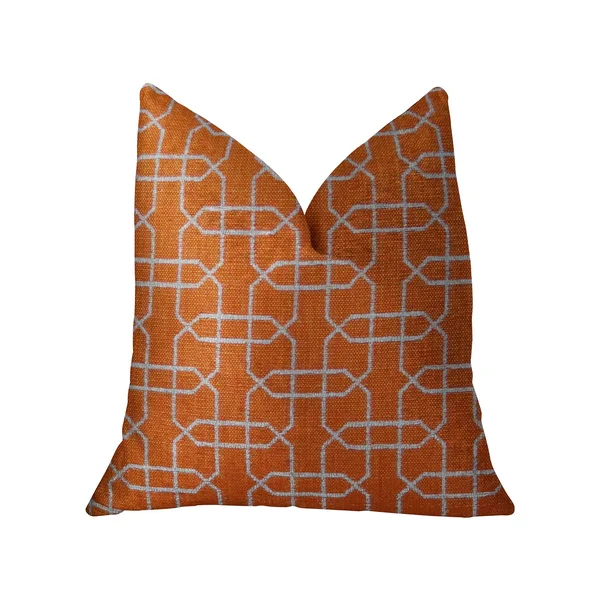 Plutus Marquette Orange and White Handmade Luxury Pillow 12x22L x20x22W