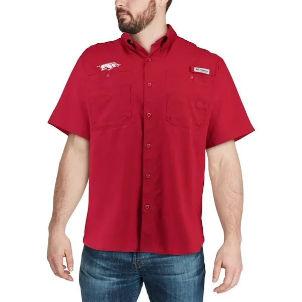 Men's Columbia Cardinal Arkansas Razorbacks PFG Tamiami Shirt - Size: Medium, Red