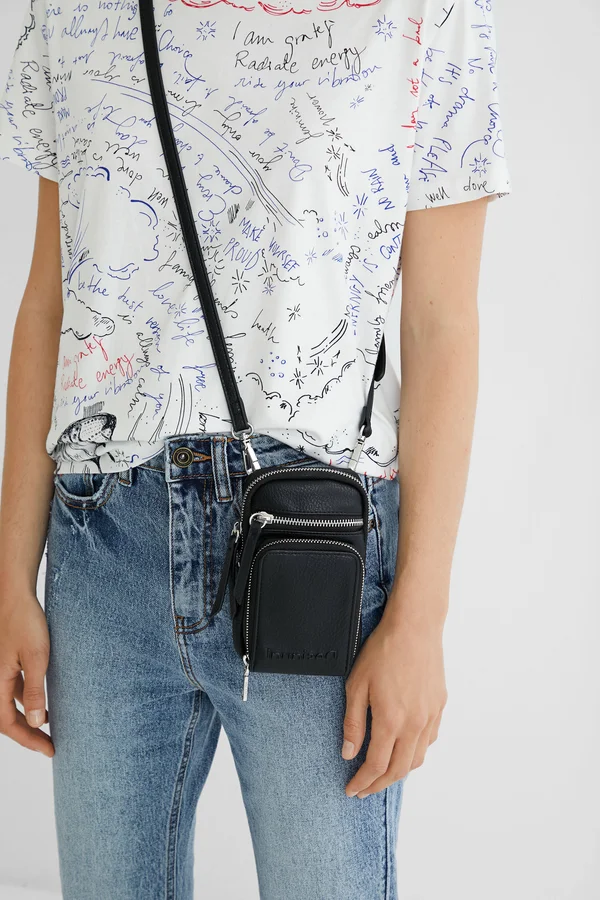 Leather Effect Hanging Coin Purse - Black - U