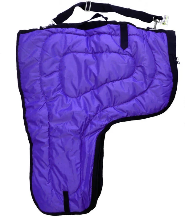 Western Horse Saddle Carrier Bridle Bag Set Cover Storage Travel Bag Padded Quilted Purple