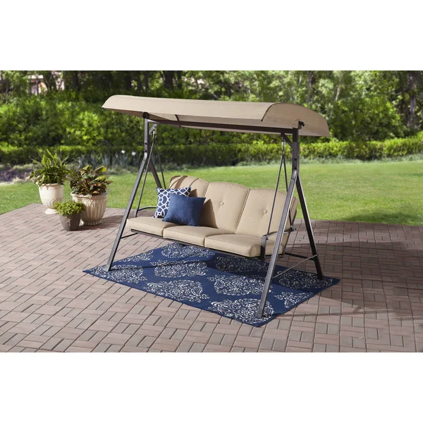 Mainstays Forest Hills 3-Seat Cushion Canopy Porch Swing