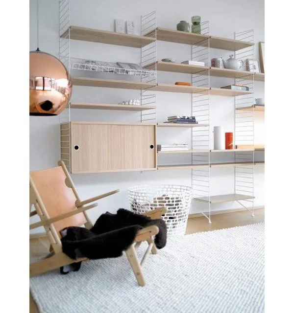 String Cabinet with Sliding Doors - Ash - D: 20cm
