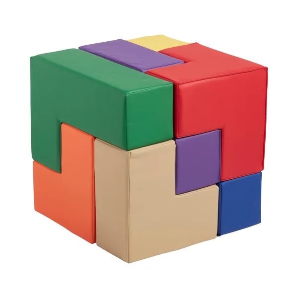 Ecr4kids Softzone Brainy Soft Foam Blocks - Soma Cube Puzzle, Assorted Colors (7-Piece Set)