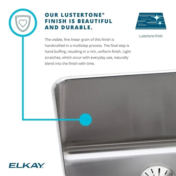 Elkay Lustertone ELUH2816PD Single Bowl Undermount Stainless Steel Kitchen Sink with Perfect Drain