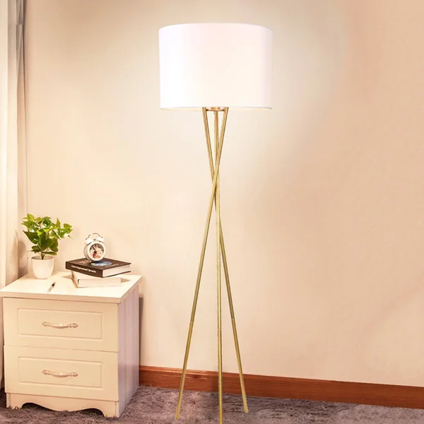 Yaram Polished Brass 1-Light Floor Lamp - Beige/Polished Brass