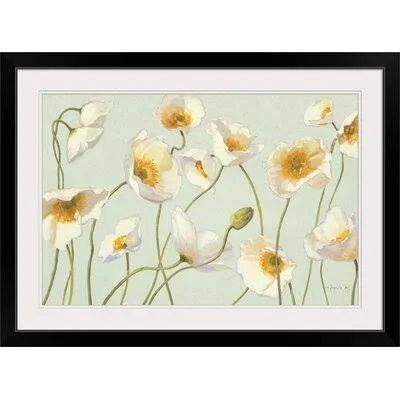 &White and Bright Poppies& by Shirley Novak Painting Print Great Big Canvas Size: 32x22 H x 44x22 W x 1x22 D, Format: Black Fram