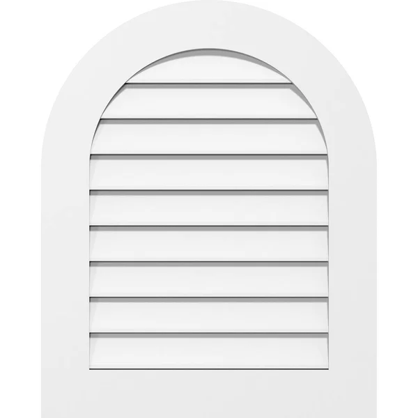 Ekena Millwork GVPRT42X3601SF 42x22W x 36x22H Round Top Surface Mount PVC Gable Vent: Functional - w/ 3-1/2x22W x 1x22P Standard