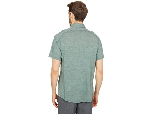 Smartwool Merino Sport 150 Short Sleeve Button Down Men's Clothing Sage Heather : XL