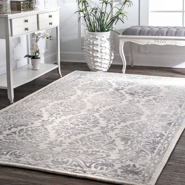 nuLOOM Krause Faded Floral Gray 2 ft. 6 in. x 12 ft. Indoor Runner Rug