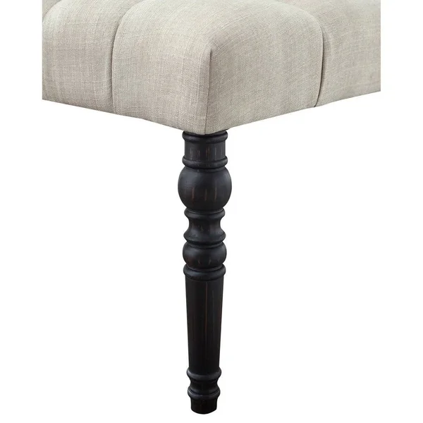 Copper Grove Sens Tufted Tan Fabric Dining Bench with Turned Legs - Grey