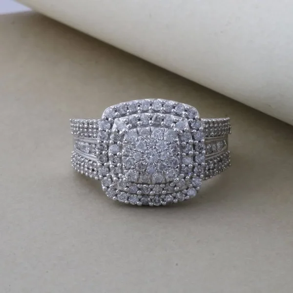 De Couer 10k Gold 1ct TDW Diamond Cocktail Cluster Ring (White Gold - Size-Size: 9), Women's